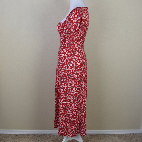 Reformation Lacey Jenna Red Floral Midi Dress - 4 - Picture 8 of 13